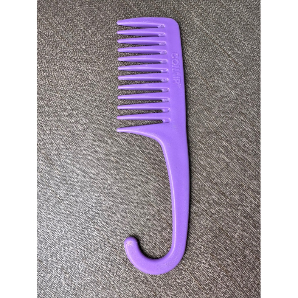 Conair Wide Tooth Shower‎ Comb Hook Handle Detangling Purple Hair Comb